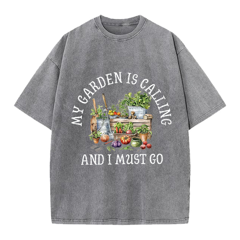 My Garden is Calling Washed Crew Neck T-Shirt
