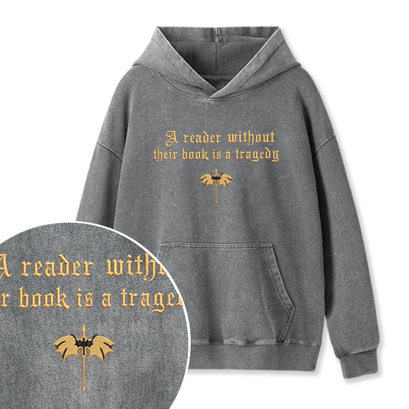 Embroidered Dragon Rider Book Lover Washed Hoodie