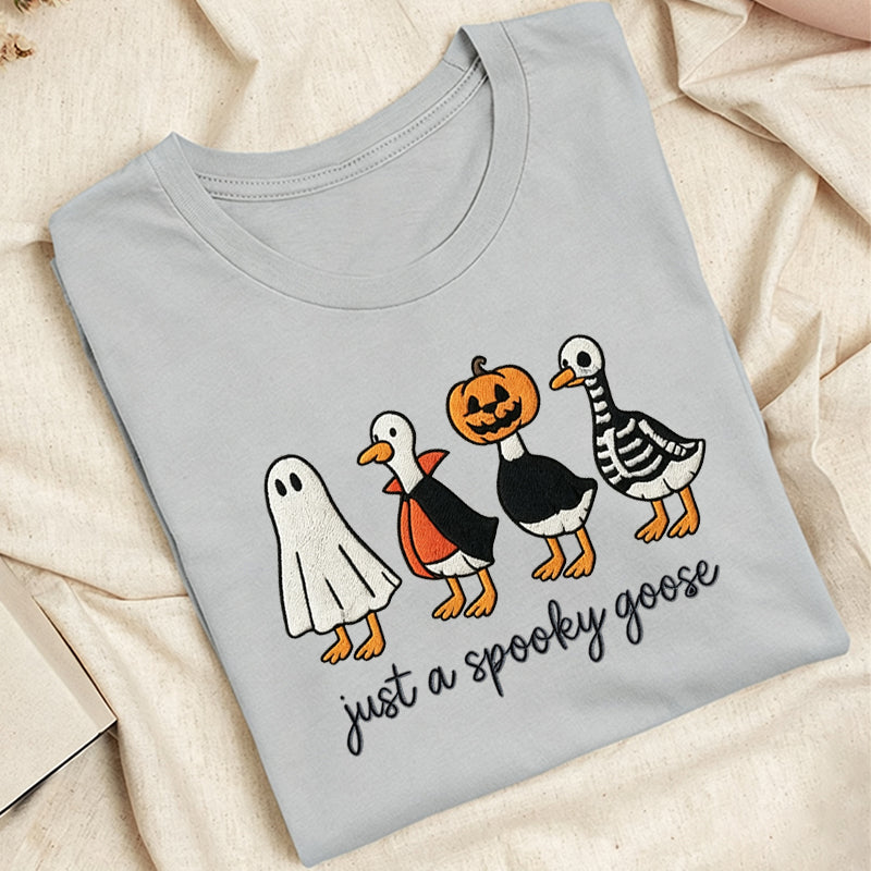 Embroidered Just A Spooky Goose Classic Adult Unisex Crew Neck T-Shirt