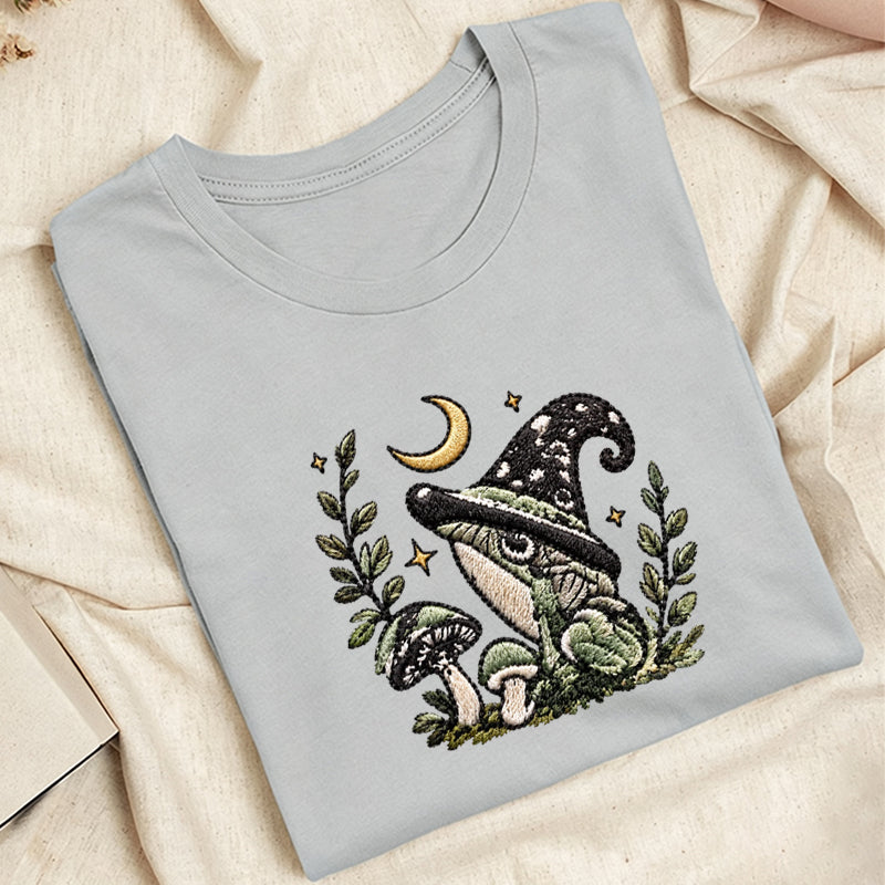 Embroidered Witchy Frog Classic Adult Unisex Crew Neck T-Shirt