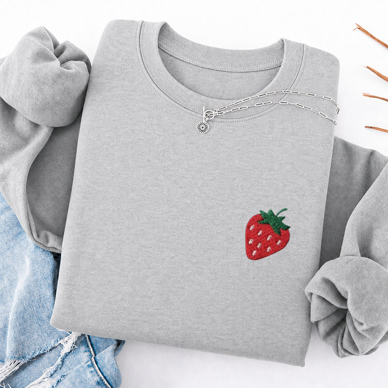 Embroidered Strawberry Classic Crewneck Sweatshirt