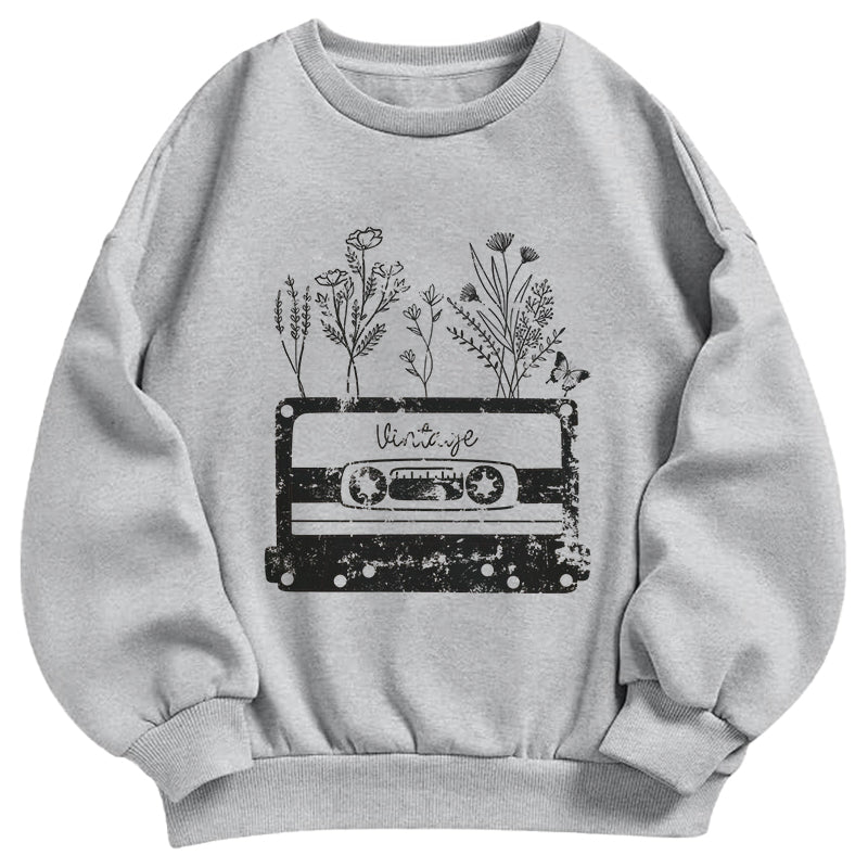Vintage Cassette Wildflowers Classic Adult Unisex Crewneck Sweatshirts