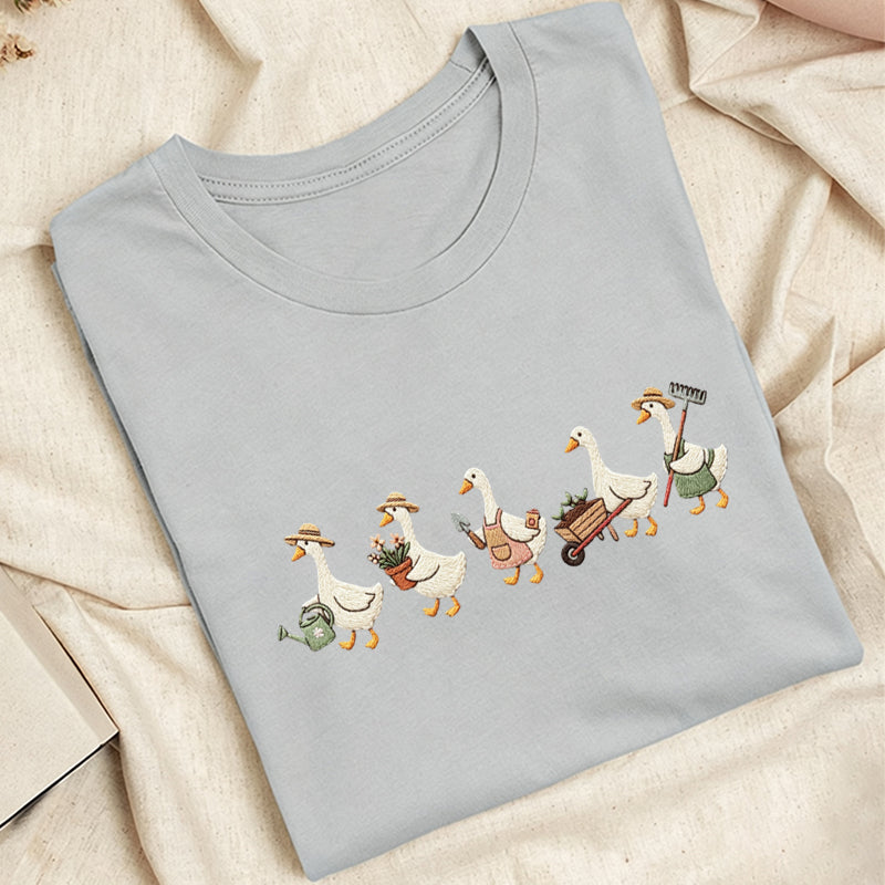 Embroidered Garden Goose Classic Adult Unisex Crew Neck T-Shirt