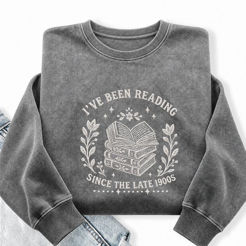 Embroidered Reading Since The Late 1990s Washed Crewneck Sweatshirt