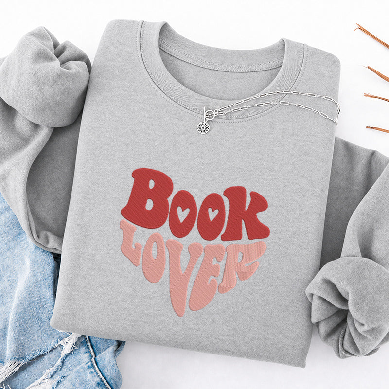 Embroidered Vintage Book Lover Classic Crewneck Sweatshirt