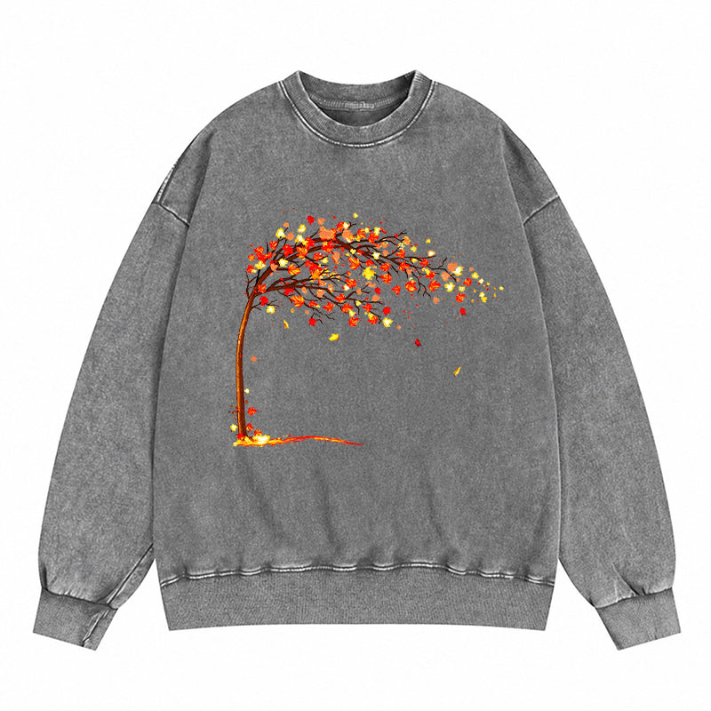 Autumn Leaves Cozy Fall Vibe Washed Crewneck Sweatshirt