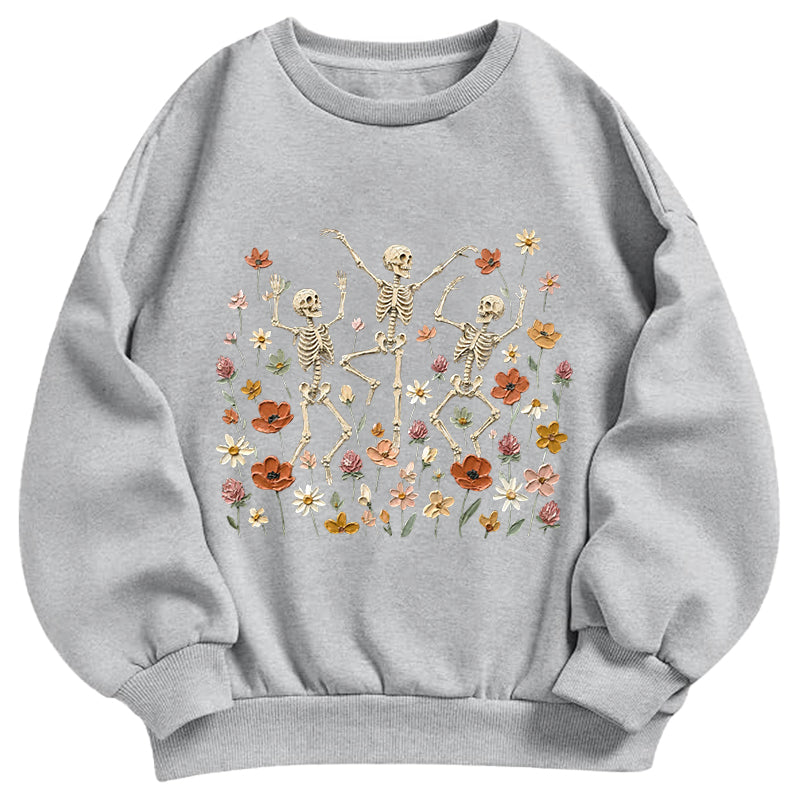 Skeleton and Floral Garden Classic Adult Unisex Crewneck Sweatshirts