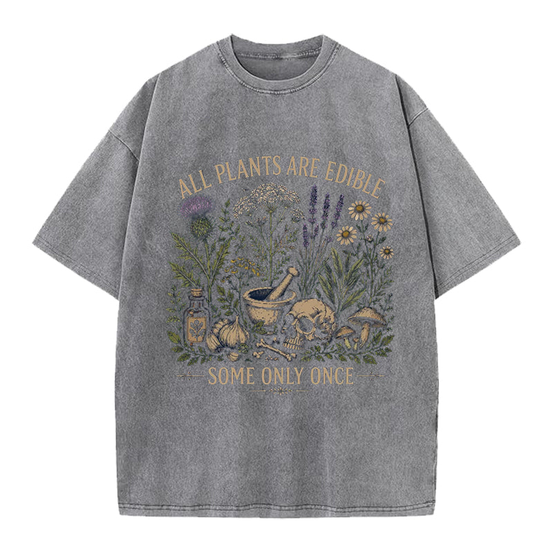 All Plants are Edible Gardening Washed Crew Neck T-Shirt