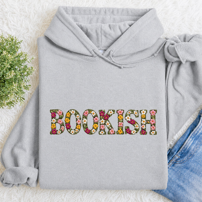 Embroidered Floral Bookish Classic Adult Unisex Hoodie