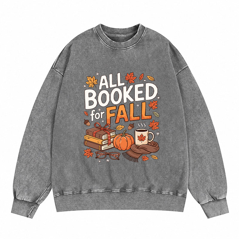 All Booked For Fall Washed Crewneck Sweatshirt
