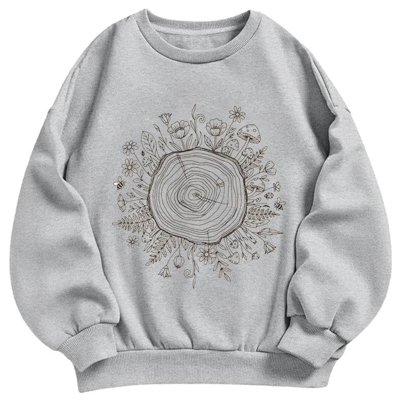 Tree Ring with Wildflowers Classic Adult Unisex Crewneck Sweatshirts