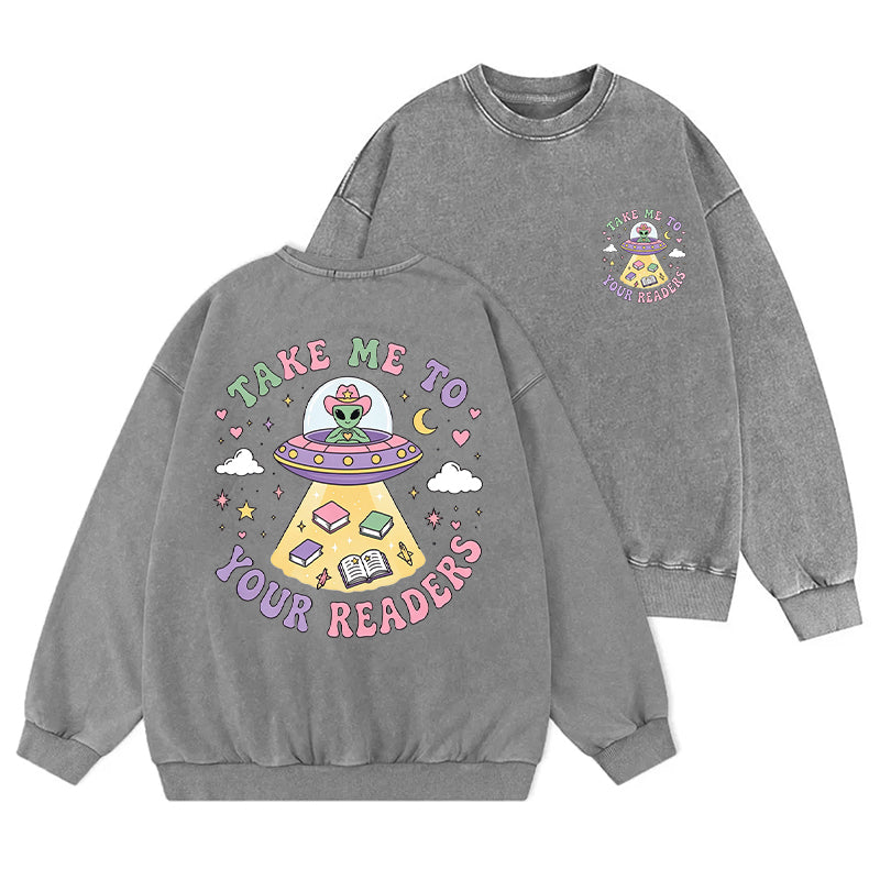 Take Me To Your Readers Washed Crewneck Sweatshirt