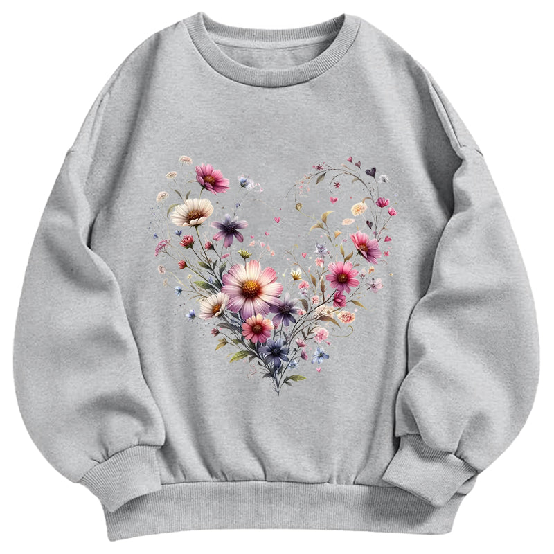 Wildflowers Woven Heart Classic Adult Unisex Crewneck Sweatshirts