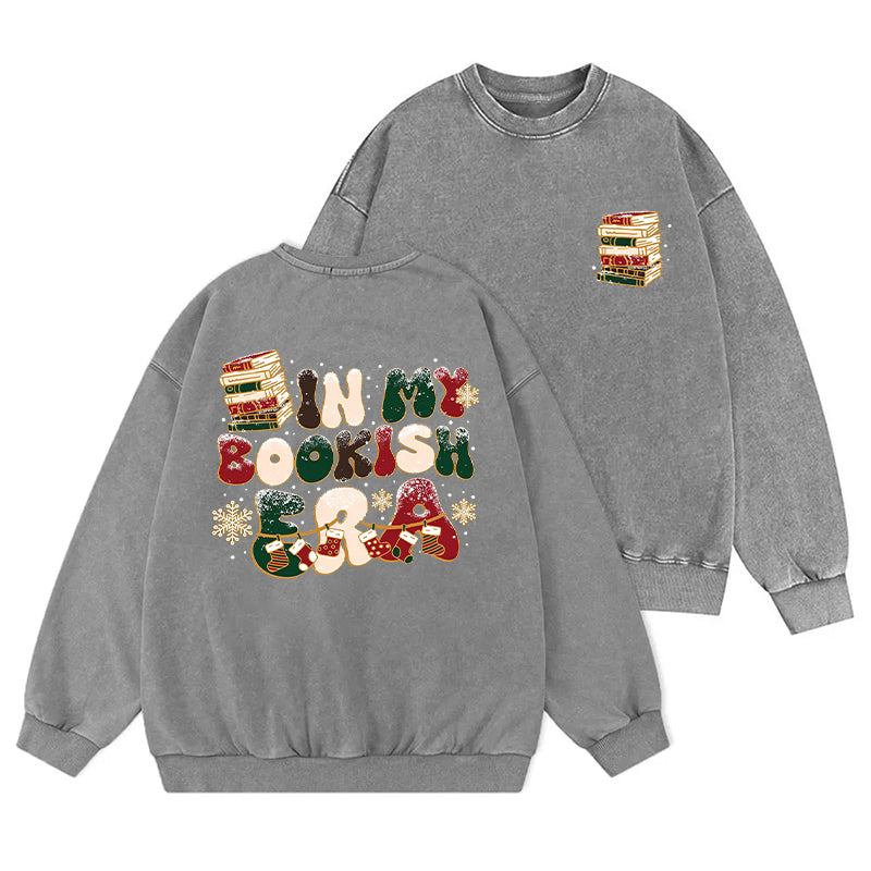 In My Bookish Era Christmas Washed Crewneck Sweatshirt