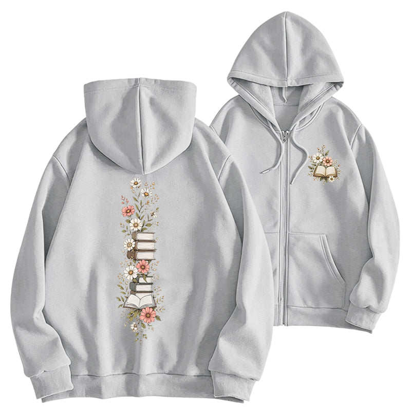 Where Books Bloom Adult Unisex Full Zip Hoodie