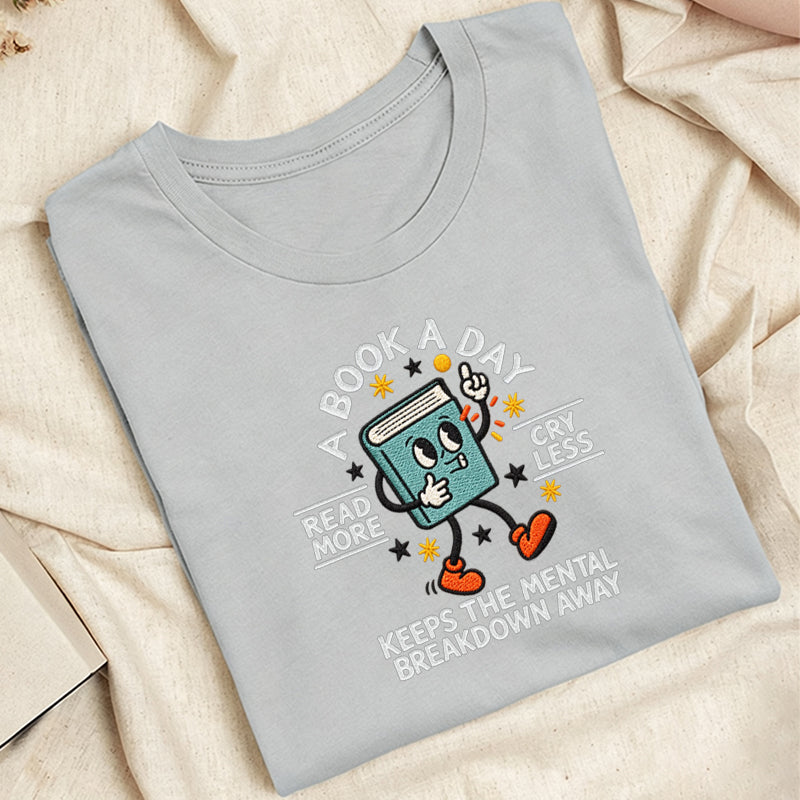 Embroidered A Book A Day Classic Adult Unisex Crew Neck T-Shirt