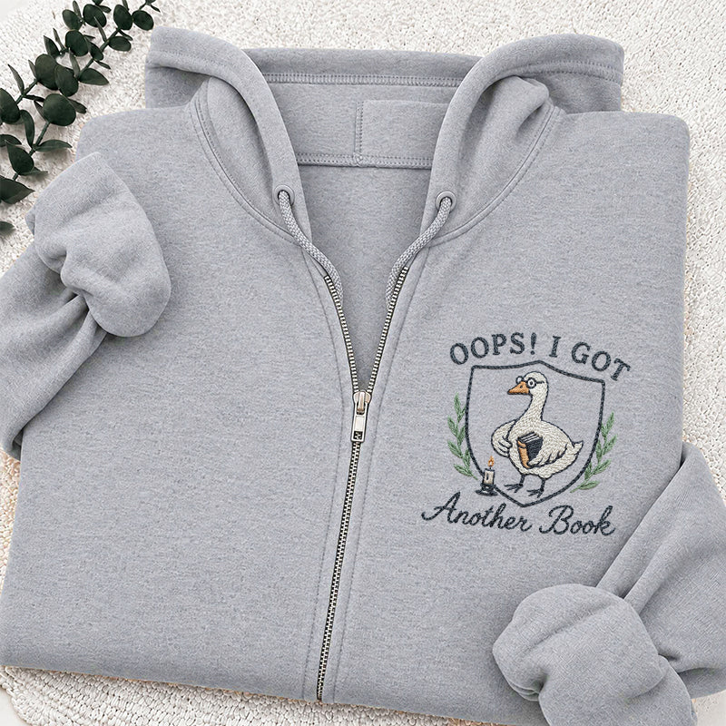 Embroidered Goose Got Another Book Classic Adult Unisex Full Zip Hoodie