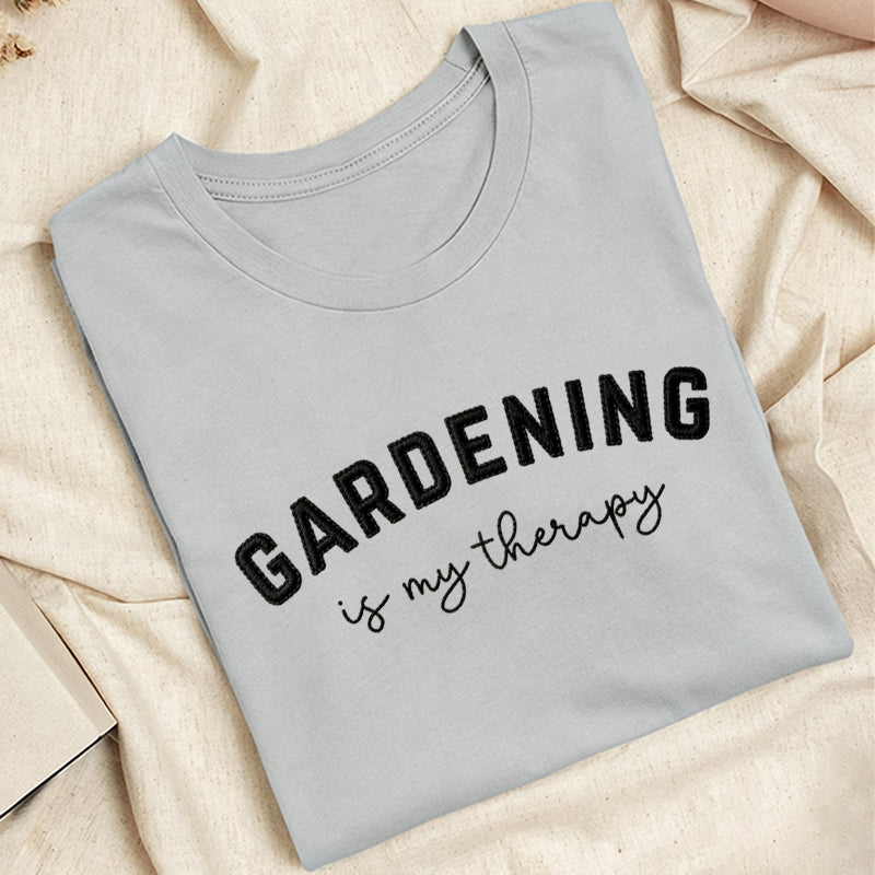 Embroidered Gardening Is My Therapy Classic Adult Unisex Crew Neck T-Shirt