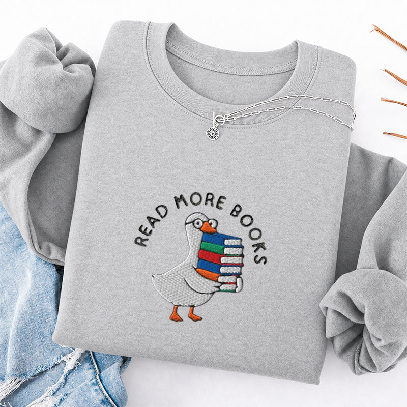 Embroidered Read More Books Goose Classic Crewneck Sweatshirt