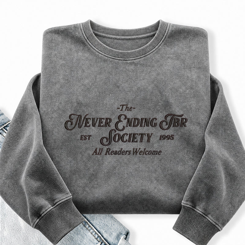 Embroidered TBR Society Washed Crewneck Sweatshirt