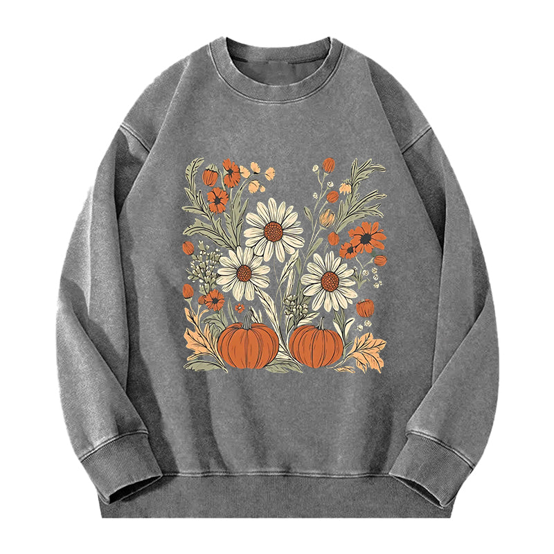 Pumpkin & Wildflower Washed Crewneck Sweatshirt