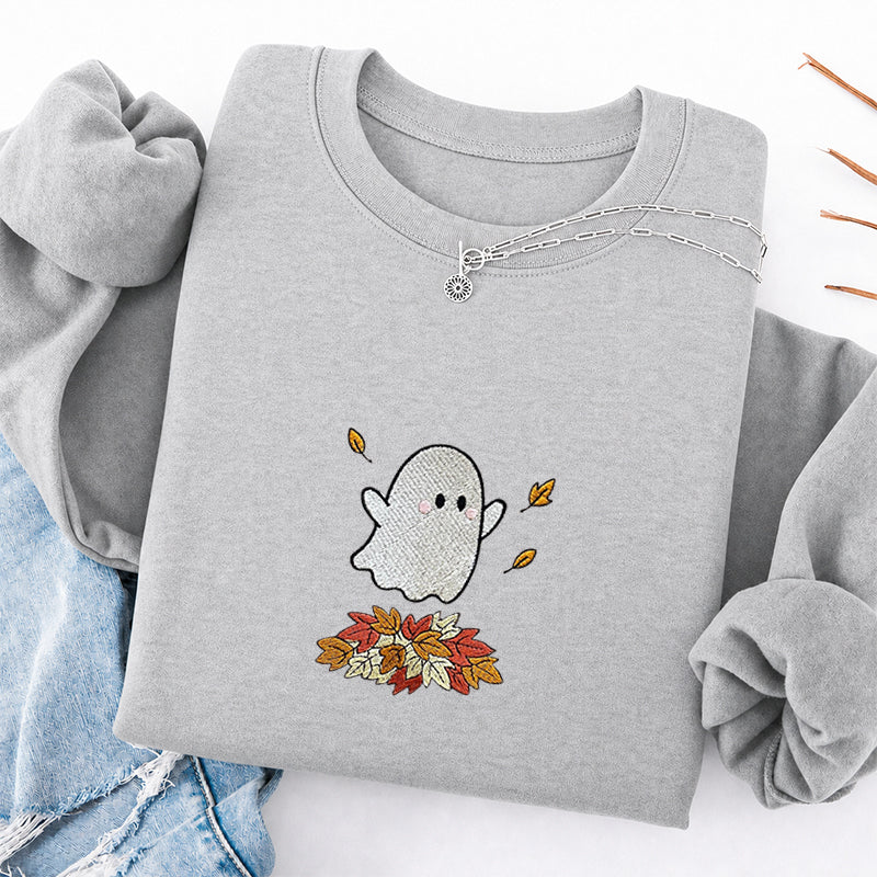 Embroidered Fall Ghost Classic Crewneck Sweatshirt