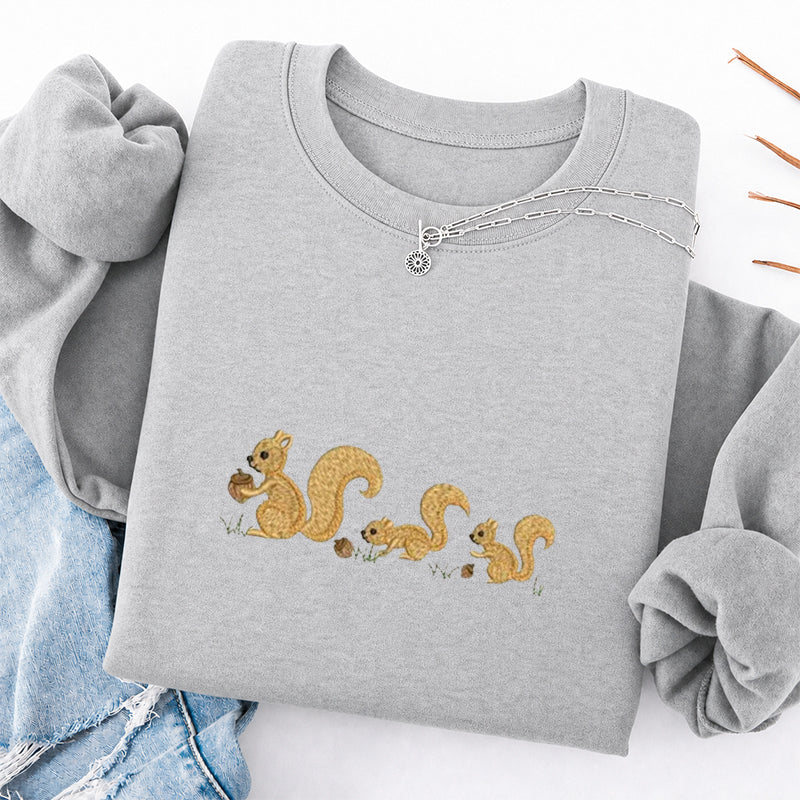 Embroidered Cute Squirrels Classic Crewneck Sweatshirt