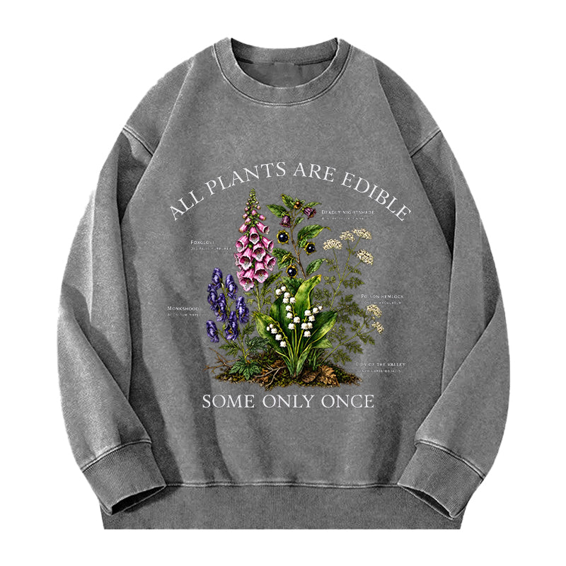 Vintage Botanical All Plants Are Edible Washed Crewneck Sweatshirt