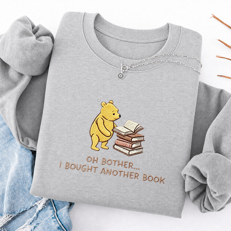 Embroidered Funny Bear Reading Books Classic Crewneck Sweatshirt