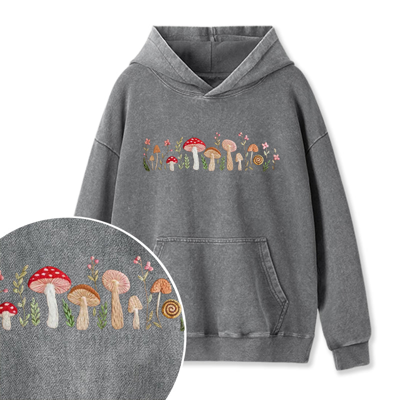 Embroidered Enchanted Mushroom Washed Hoodie