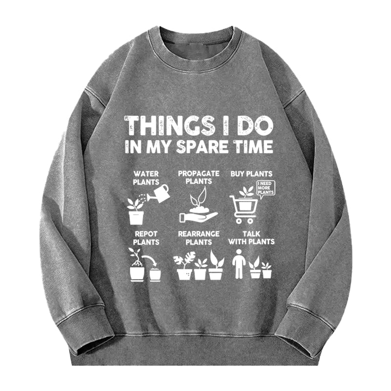 Things I Do in My Spare Time Washed Crewneck Sweatshirt