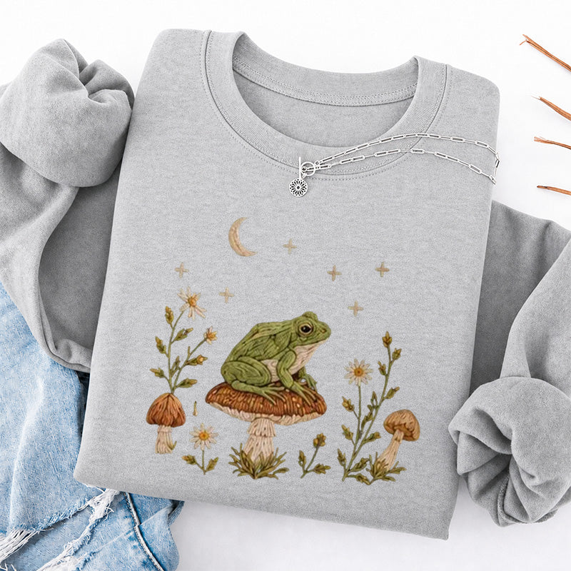 Embroidered Frog Mushroom Classic Crewneck Sweatshirt