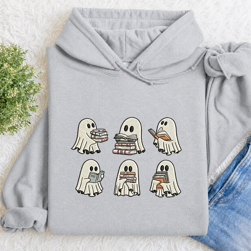 Embroidered Halloween Ghost Book Classic Adult Unisex Hoodie