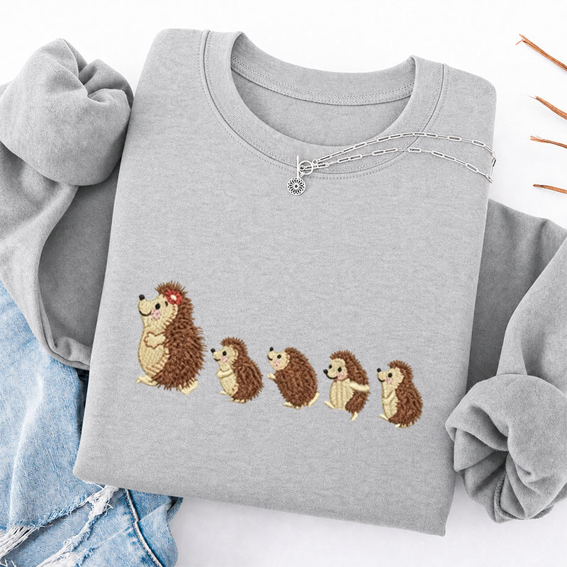 Embroidered Cute Hedgehog Classic Crewneck Sweatshirt