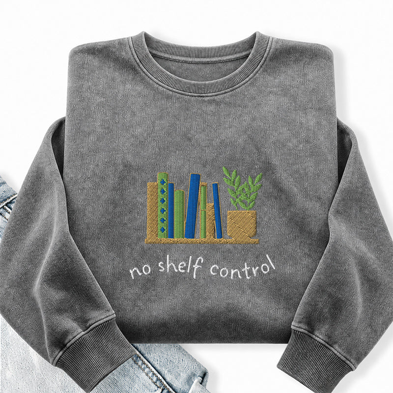 Embroidered No Shelf Control Washed Crewneck Sweatshirt
