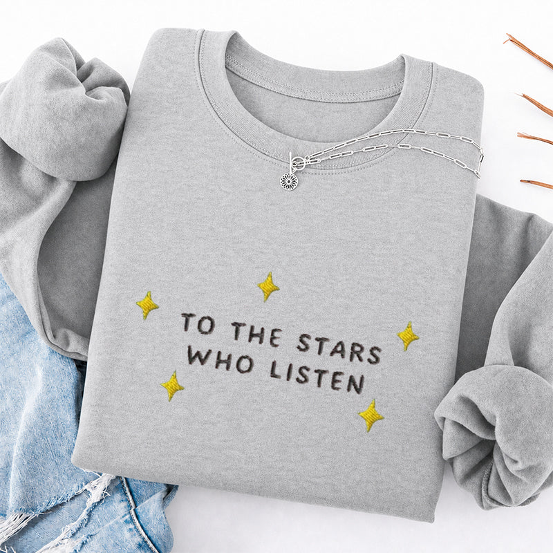 Embroidered To the Star Book Lover Classic Crewneck Sweatshirt