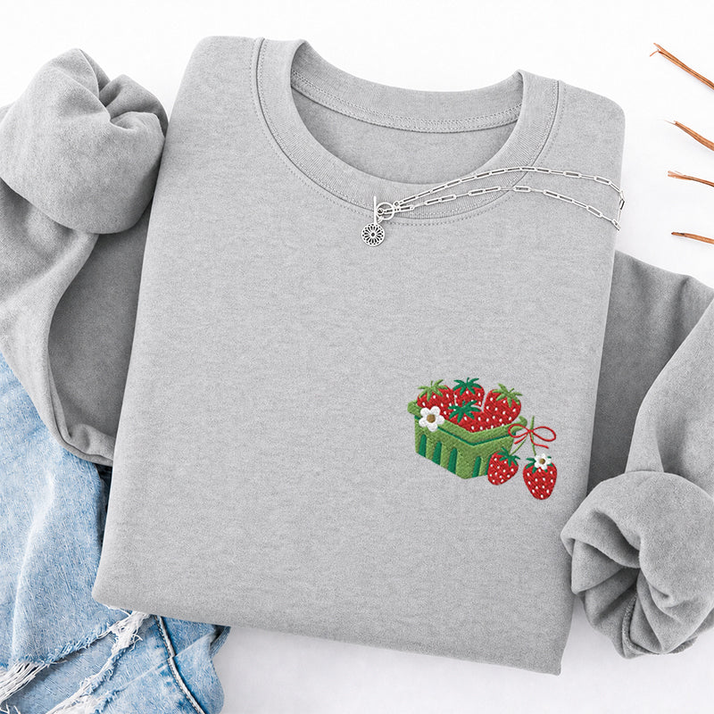 Embroidered Strawberry Blanket Classic Crewneck Sweatshirt