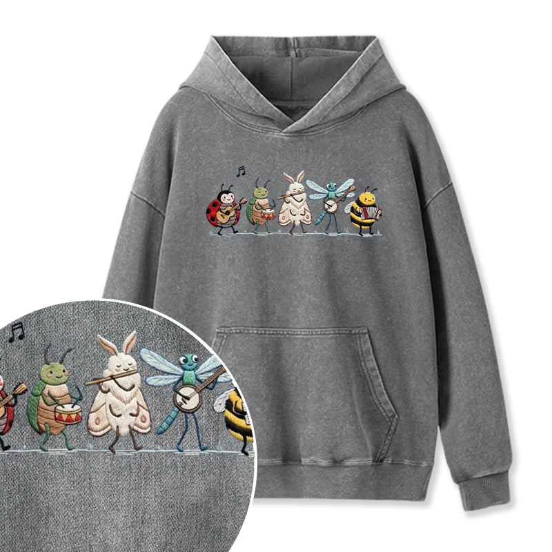 Embroidered Bug Orchestra Washed Hoodie