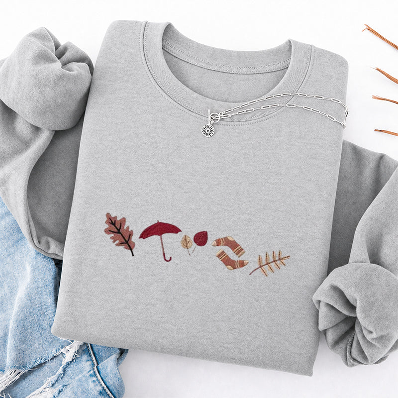 Embroidered Cozy Fall Classic Crewneck Sweatshirt