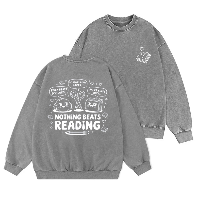 Nothing Beats Reading Washed Crewneck Sweatshirt