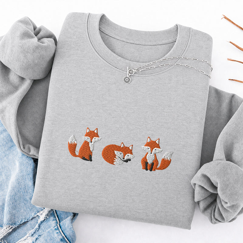 Embroidered Cute Fox Classic Crewneck Sweatshirt