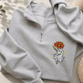 Embroidered Ghost Holding A Flower Classic Quarter Zip Sweatshirt