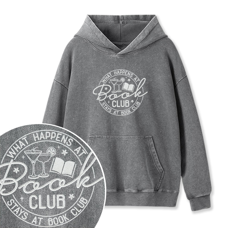 Embroidered Funny Book Club Washed Hoodie
