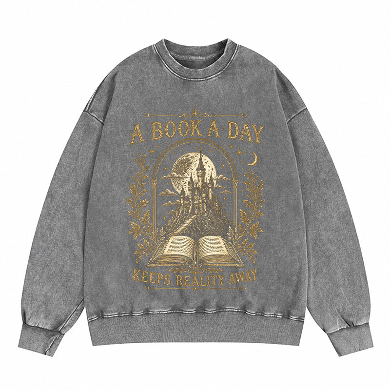 A Book A Day Washed Crewneck Sweatshirt