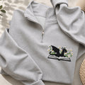 Embroidered Floral Dragon Book Classic Quarter Zip Sweatshirt