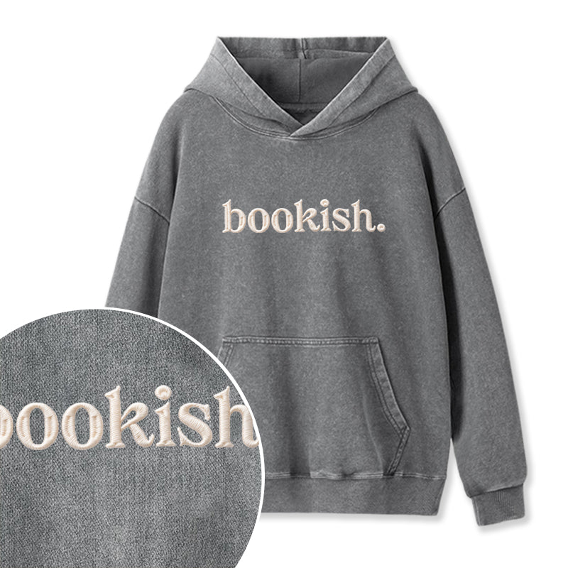 Embroidered Bookish Washed Hoodie