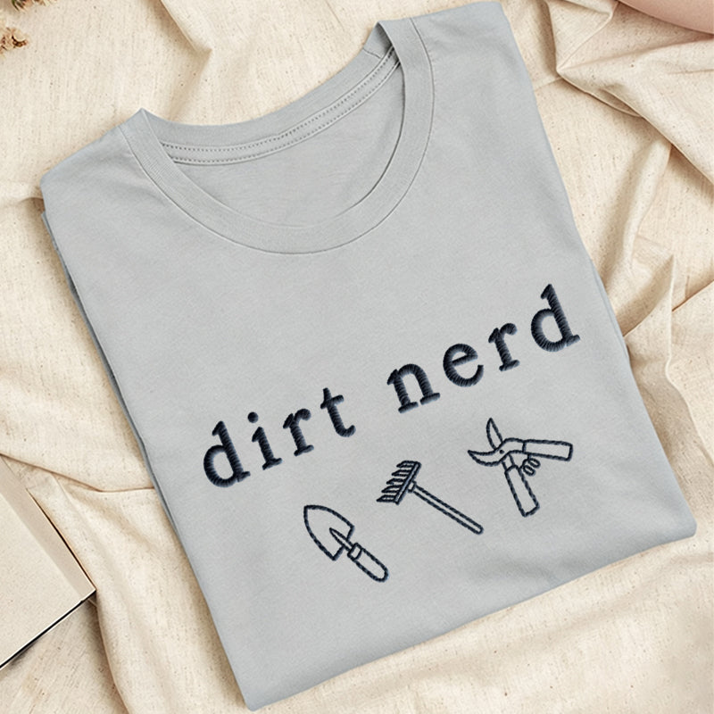 Embroidered Dirt Nerd Classic Adult Unisex Crew Neck T-Shirt