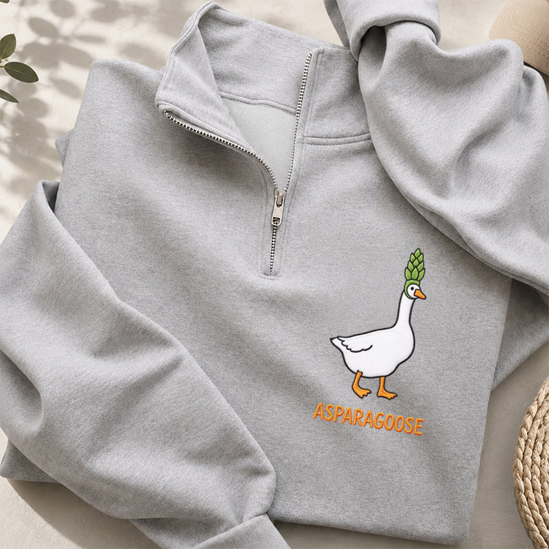 Embroidered Funny Asparagus Asparagoose Classic Quarter Zip Sweatshirt