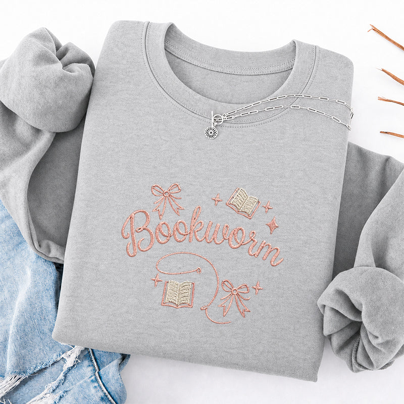 Embroidered Funny Bookworm Classic Crewneck Sweatshirt