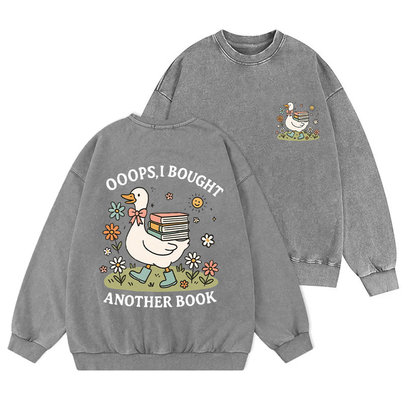 Funny Goose Bought Another Book Washed Crewneck Sweatshirt
